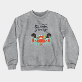 Wiener Dog Dachshund with Thanksgiving Table Crewneck Sweatshirt